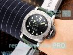 High Quality Replica Panerai Submersible Black Dial Green Leather Strap Watch